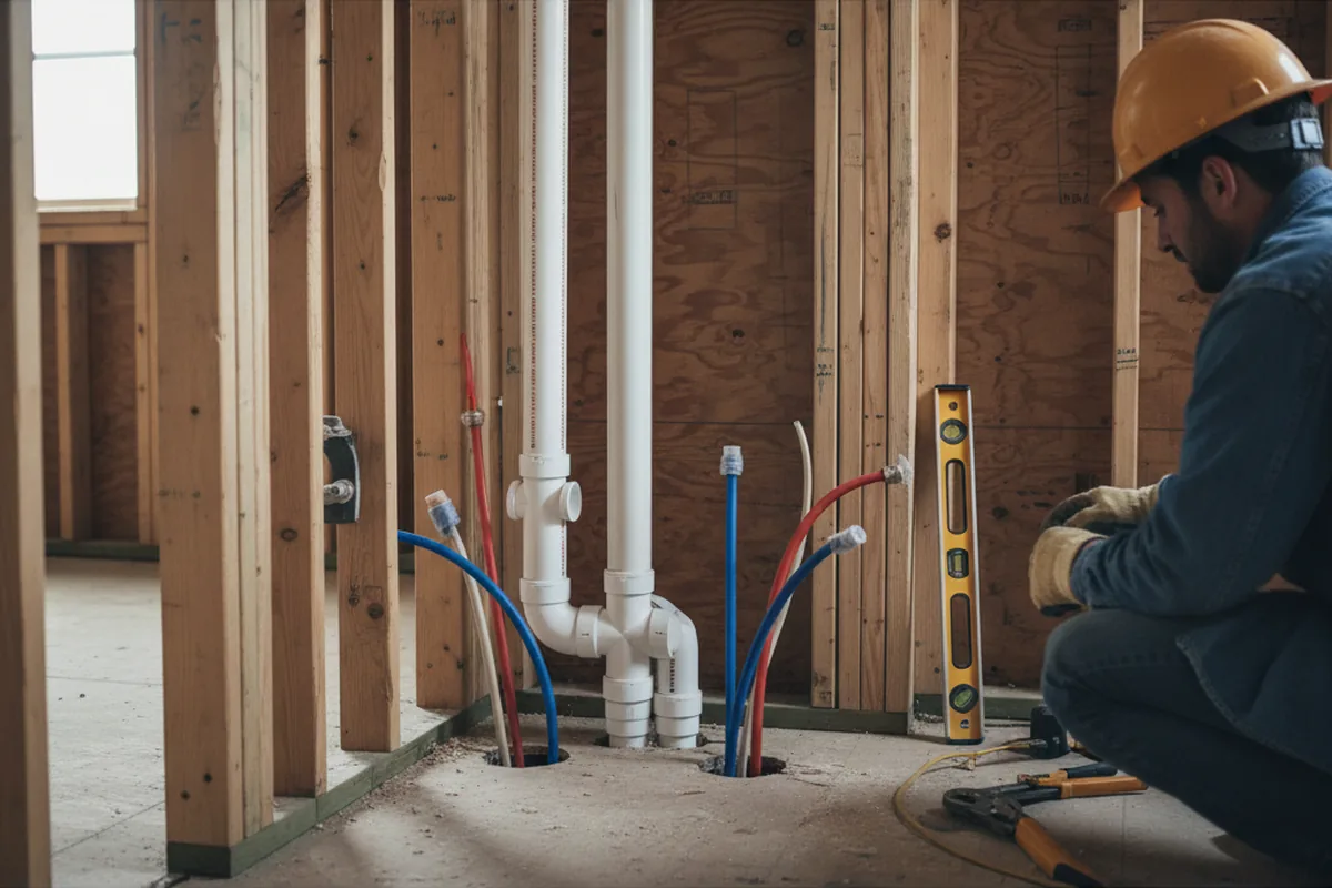 Drain and supply rough-in during Drain Cleaning in Corydon